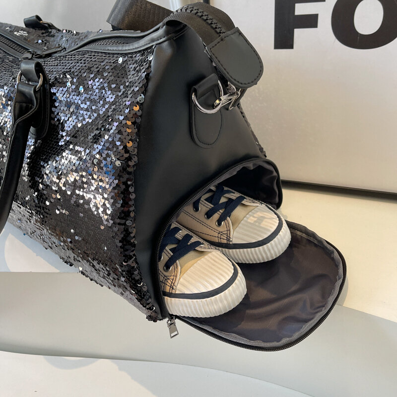여성용 큰 스팽글 숄더백, 2024 Y2K 파티 디자이너, 한국 패션 핸드백 및 지갑, 짧은 손잡이가 달린 여행 토트백