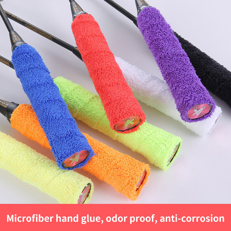 Paletka do badmintona żel do rąk z długimi włosami ręcznik z mikrofibry do rąk opaska do badmintona antypoślizgowa dodatkowo pogrubiony ręcznik gumowy