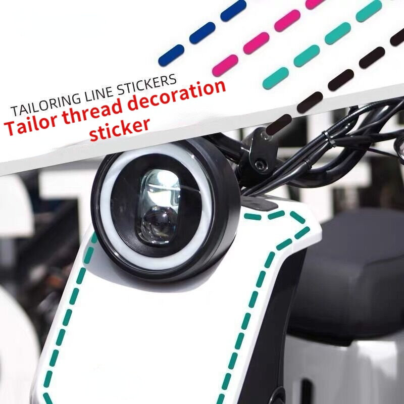 Stiker Reflektif Dekoratif Garis Putus-putus Stiker Decal Jahit Modifikasi Badan Tahan Air Sepeda Motor Listrik Mobil