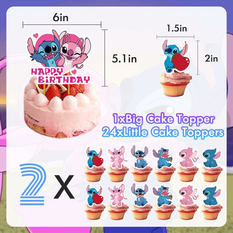 Decoraciones de fiesta de cumpleaños de Lilo Stitch rosa, taza de papel, plato, servilleta, mantel, pancarta, globo para niños y niñas, suministros para Baby Shower