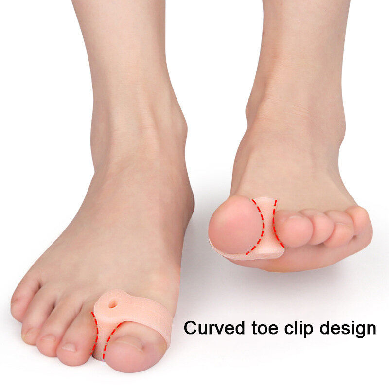 เจลแยกนิ้วเท้าอุปกรณ์ดูแลเท้าที่ยืดที่รองปุ่มหัวแม่เท้านิ้วเท้าซิลิโคนนิ่ม2ชิ้น
