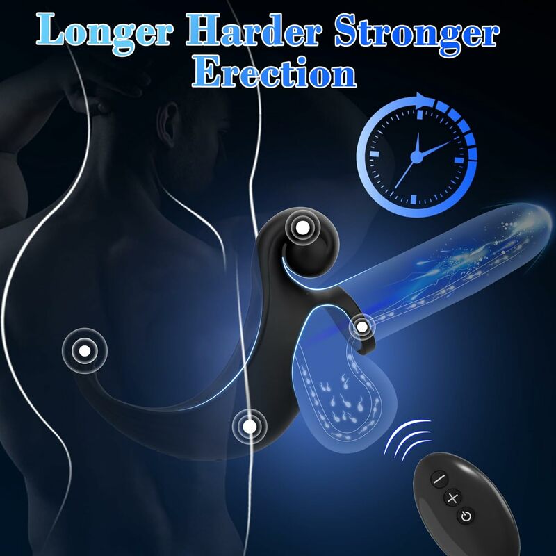 Cincin penis remote control Pria mainan seks penunda Stimulator klitoris cincin penis silikon vibrator untuk pasangan