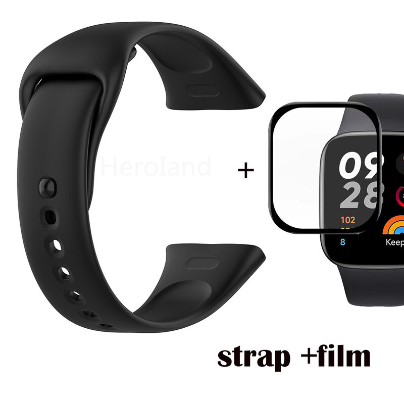 Siliconen Horlogeband Voor Redmi Horloge Armband Met 3 Bandjes Voor Redmi Watch 3 Band Polsband Riem + Protecto Film Accessoires