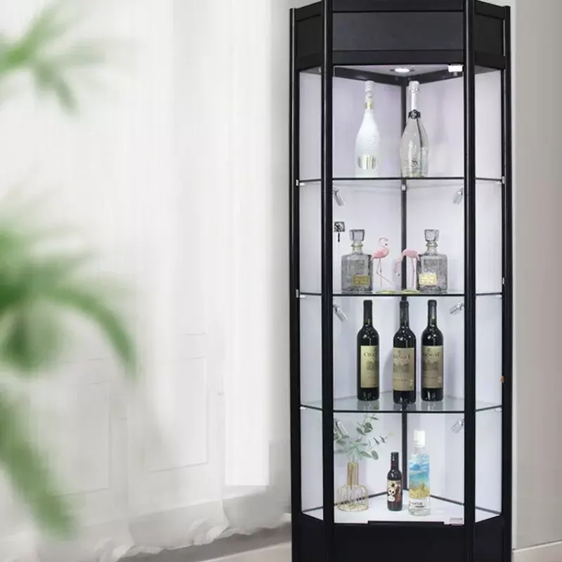 Ekspozycyjne szafki na wino szklane nowoczesne do przechowywania szafki na wino likierowe narożnik ścienny rozpuszczalne Vin europejskie meble QF50JG
