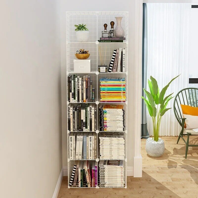 Stackable Wire Cubes Storage Organizer Bookcase DIY Wire C Grids Storage Shelves Cabinet Closet Metal Bookshelf for Home Office