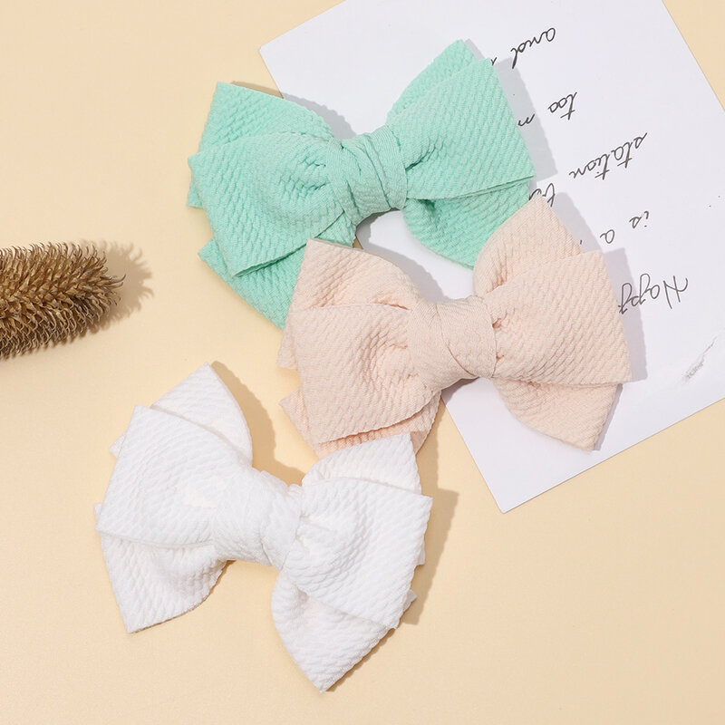 Cute Baby Girl Solid Hair Bows Alligator Clips for Newborn Baby Waffle Fabric Hair Clips  Hair Pins Children's Accessories