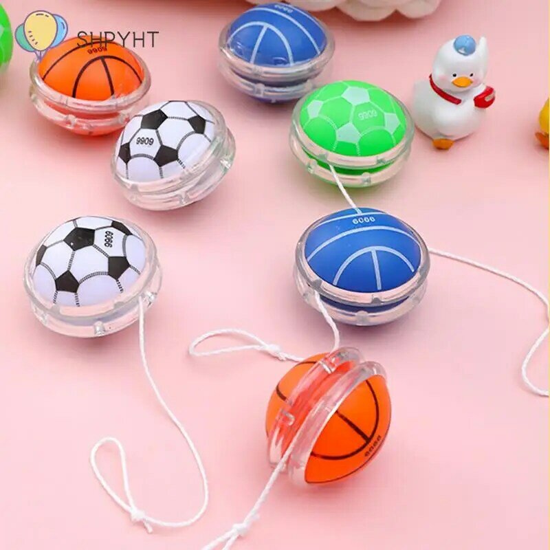 كارتون كرة القدم وكرة السلة نمط يويو الكرة للأطفال ، تطوير التنسيق بين اليد والعين ، الذكاء ، لون عشوائي ، 1 قطعة