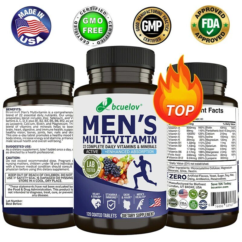 Vitamin-und Minerals toff zusätze für Männer von bcuelov-26 Kombinationen zur Unterstützung der allgemeinen Immun gesundheit, vegan