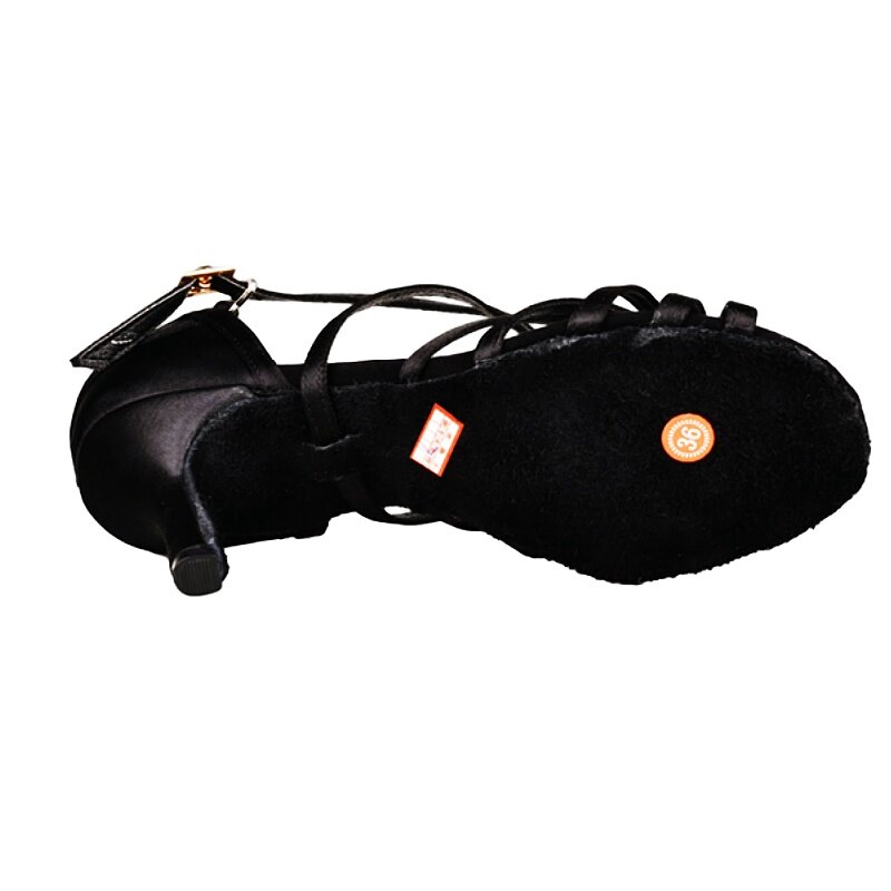 Профессиональная Обувь для латиноамериканских танцев для взрослых, туфли на тонком каблуке, на среднем каблуке, с мягкой подошвой, атласные туфли для танцев черного цвета, бесплатная доставка, 234