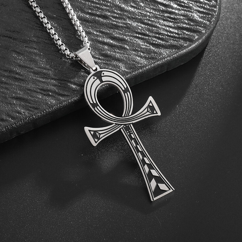 Collier pendentif croix Ankh en acier inoxydable pour hommes et femmes, cadeau de niche personnalisé, style européen et américain
