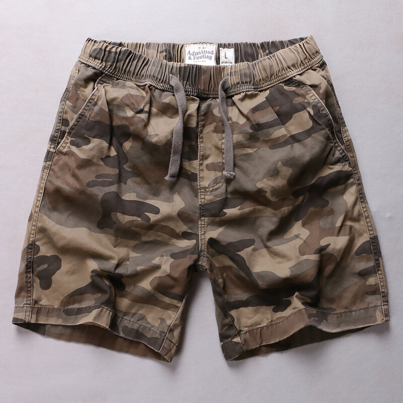 Camuflagem masculina carga shorts praia shorts lazer multi-bolsos calças de verão casual calças curtas calças táticas