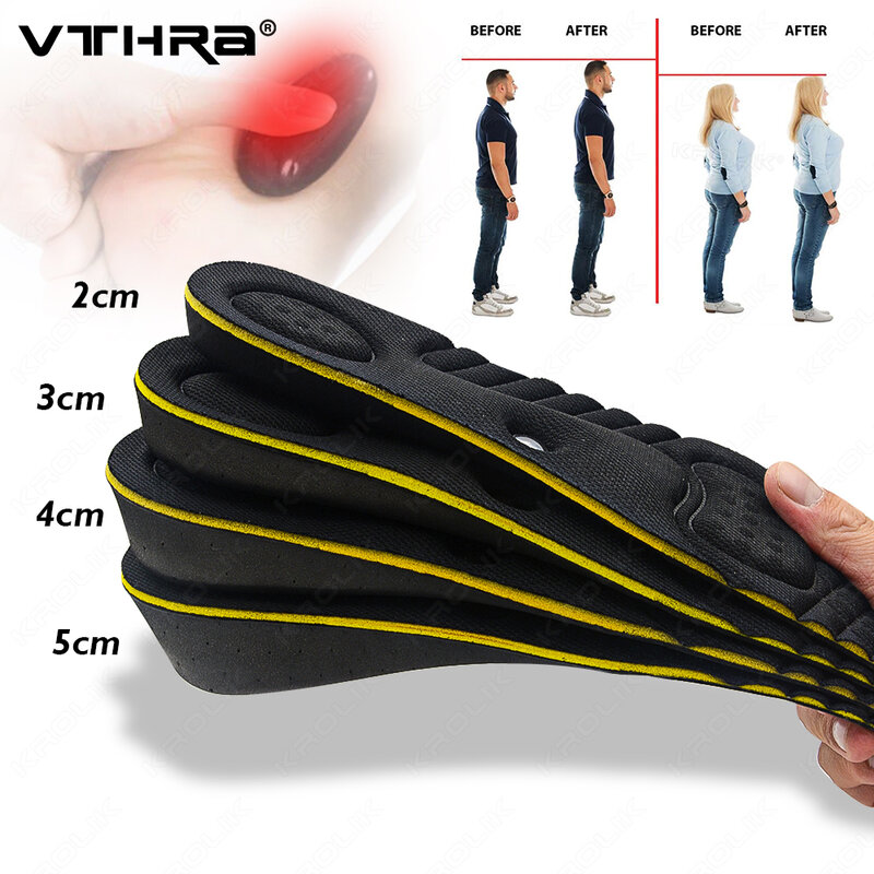 VTHRA-Palmilhas Invisible Height Increase, Últimos Modelos de Ímã, Espuma de Memória, Feminino Eleve Sapatos, Sole Pad Growing, Unisex, 2-5cm
