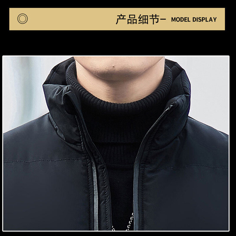 Autumn Winter Warm Men Jacket Fashion Solid Thicken Cotton Padded Jacket Stand Collar Casual Clothes Windproof M-5XL C0021