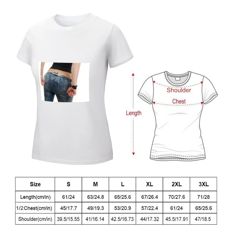 Alluring bum in blue jeans T-shirt cute tops summer clothes summer top T-shirts for Women