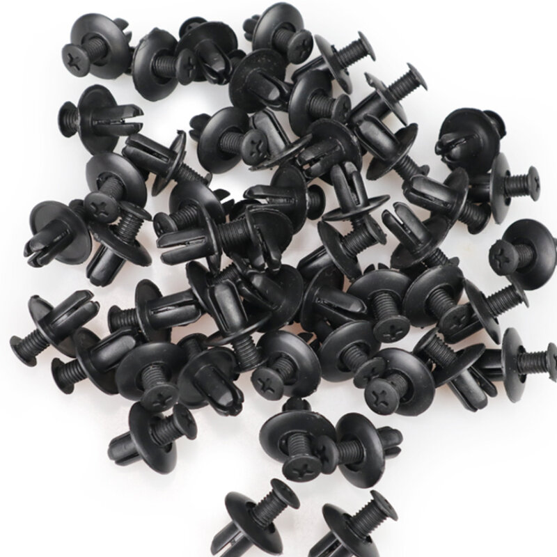 50 pçs 8mm preto plástico rebites fixadores parafuso universal carro pára-choques fender rebites plástico fixadores acessórios de automóvel para toyota