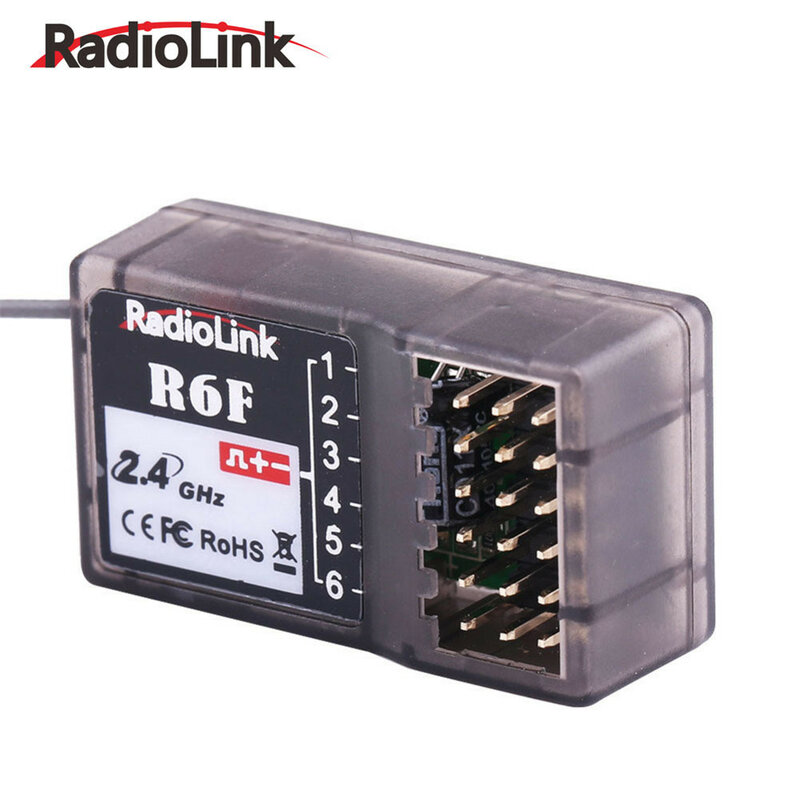 جهاز استقبال RC من Radiolink طراز R6F بقدرة 2.4 جيجاهرتز مزود بجهاز تحكم عن بُعد مزود بنظام جيروسكوبي متكامل ومضاعف HV مدعوم لأجهزة إرسال RC4GS/RC6GS/RC4G/T8FB RC