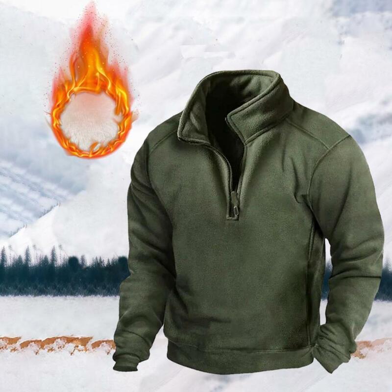 Heren Sweatshirt Winddicht Heren Outdoor Jacht Sweatshirt Met Rits Half Plakkaat Warme Pullover Tops Voor De Herfst Winter Warm