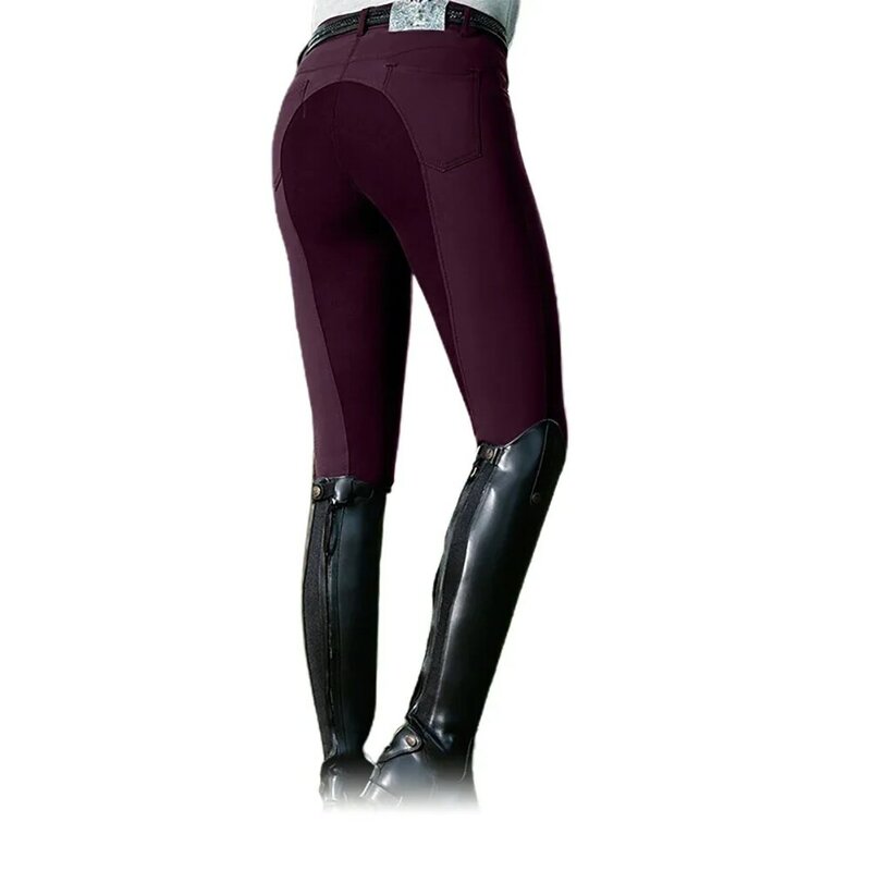 Pantalones pitillo elásticos de cintura alta para mujer, pantalones ecuestres de Fitness, deportes, Color sólido
