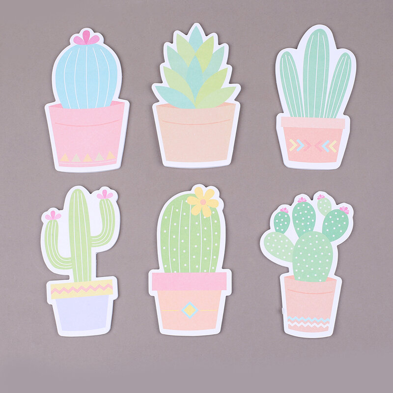 Korean Cute Plant Cactus Memo Pads Kawaii 3D Marple Leaf Sticky Notes Journaling Back to School Post Notepads Girls Stationery