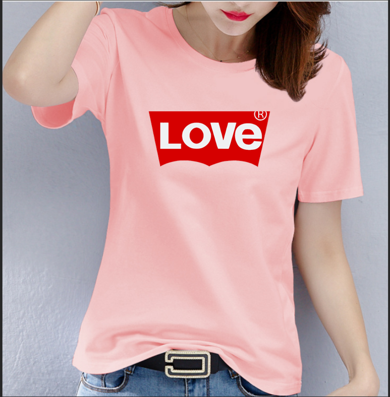 Camiseta de manga curta estampada LOVE para homens e mulheres, tops grandes, roupas de verão, gola redonda, explodido, 100% algodão, novo