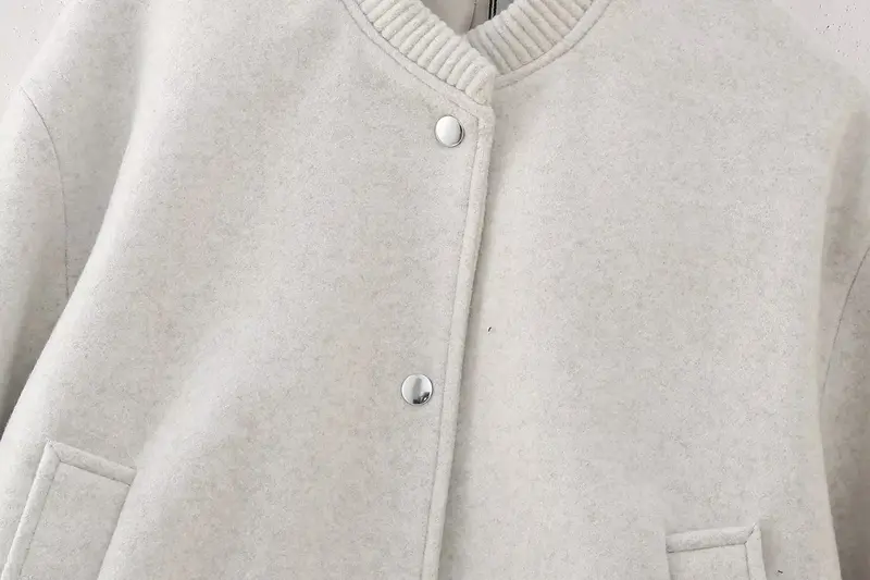 Jaqueta voadora de botões para cima feminina, bolsos laterais, casaco cortado, textura macia, casacos femininos, camiseta chique, nova moda
