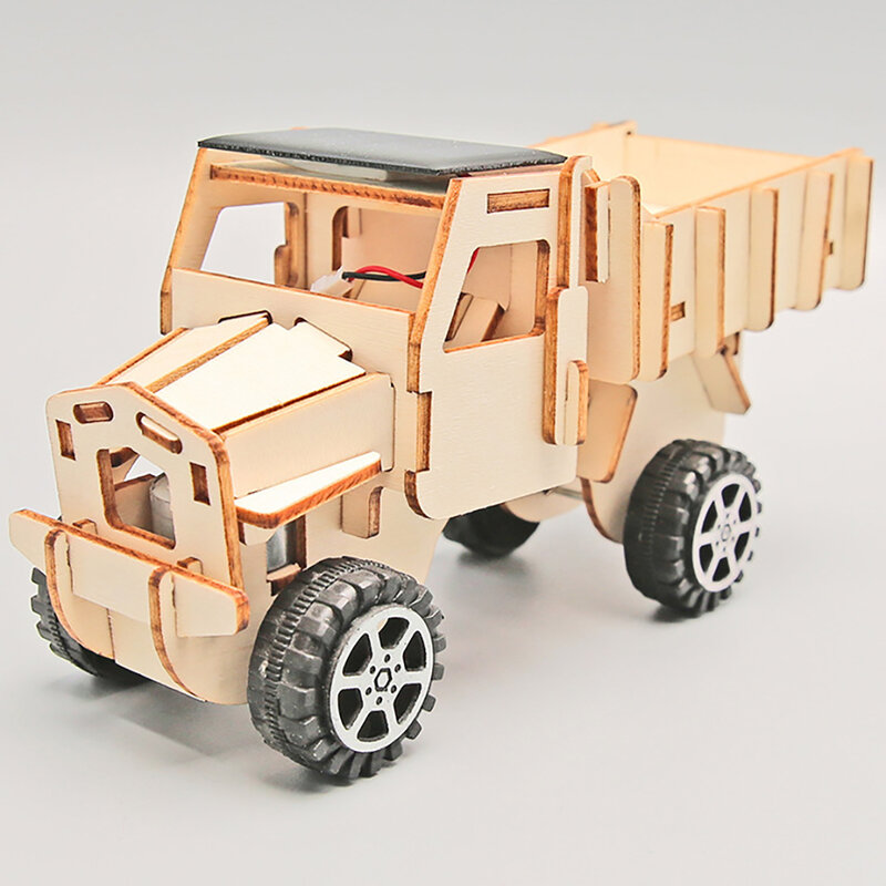 Giocattolo modello di camion ciondolo energia solare fai da te formazione scientifica attrezzatura sperimentale in legno giocattolo a vapore