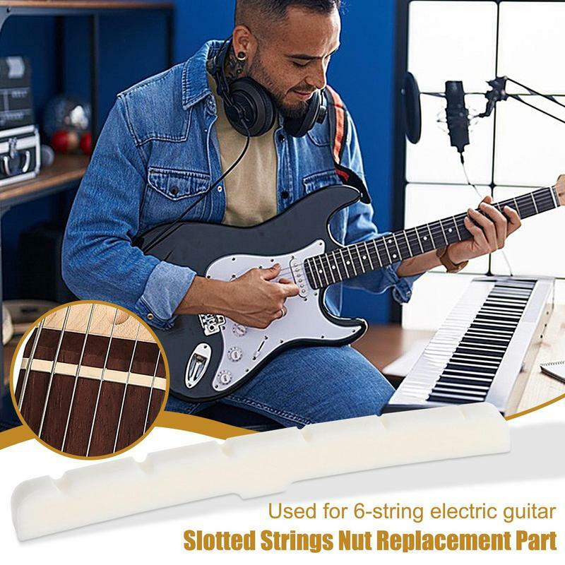 Guitarra elétrica Real Slotted Bone Nut, Corda superior, Travesseiro Cordas, Porca peça de substituição para muitos guitarra diferente, 1/3 Pcs