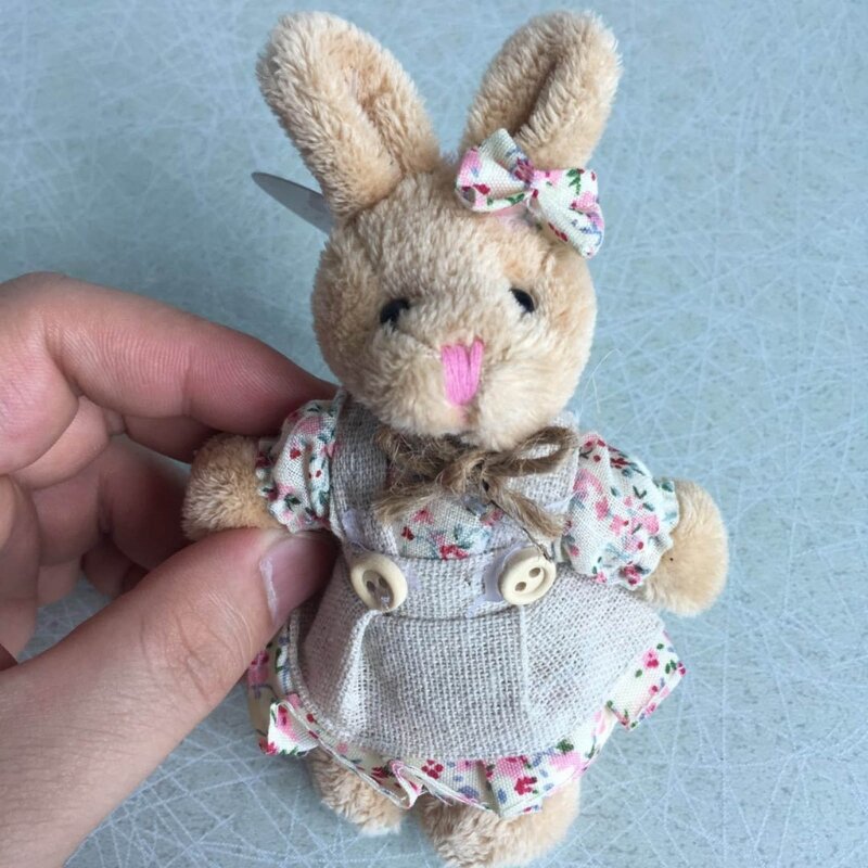 2 PCS Plush Bear/Rabbit Keychains Stuffed Animals Ornaments Pendant Plush Dolls Keychains Plush Material for Couples