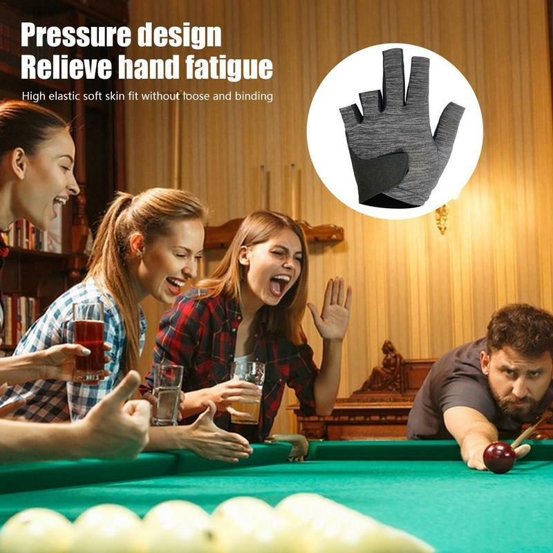 Sarung tangan biliar pertunjukan biliar sarung tangan jari terbuka biliar bermain sarung tangan dengan elastisitas tinggi untuk aula biliar