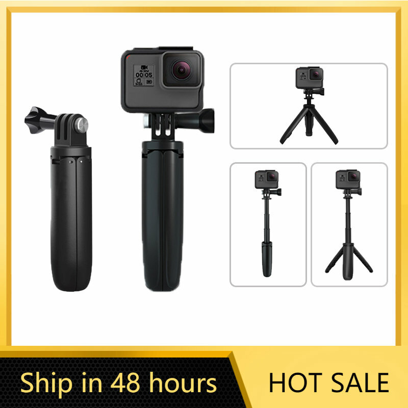 Trépied monopode portable pliable pour Go Pro Hero12 1110 9 Session Osmo, accessoires de caméra d'action, mini trépied Vlog, noir