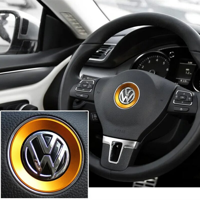 Ceyes автомобильный Стайлинг эмблема рулевого колеса декоративные круглые кольца аксессуары для Volkswagen VW Golf 4 5 Polo Jetta Mk6 чехлы