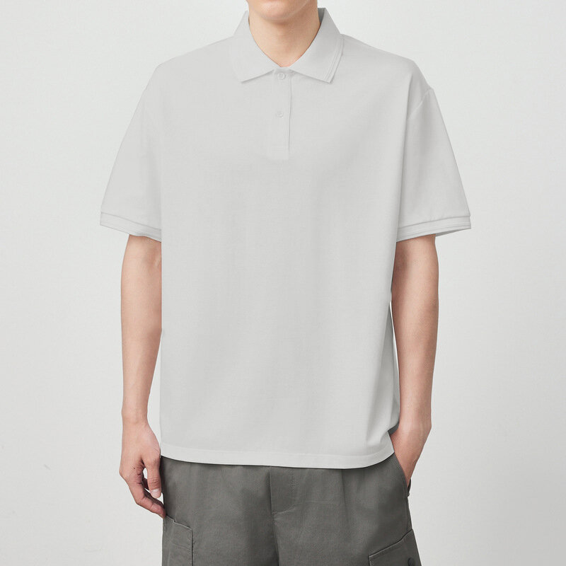 Camisa polo de algodão manga curta masculina, camisas de ginástica, top esportivo, grosso, elástico, 5 cores, TNM