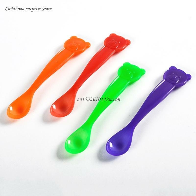 Silicone Cutlery Baby Training Spoon Soft Tip Feeding Spoons Prevent Burns Dropship