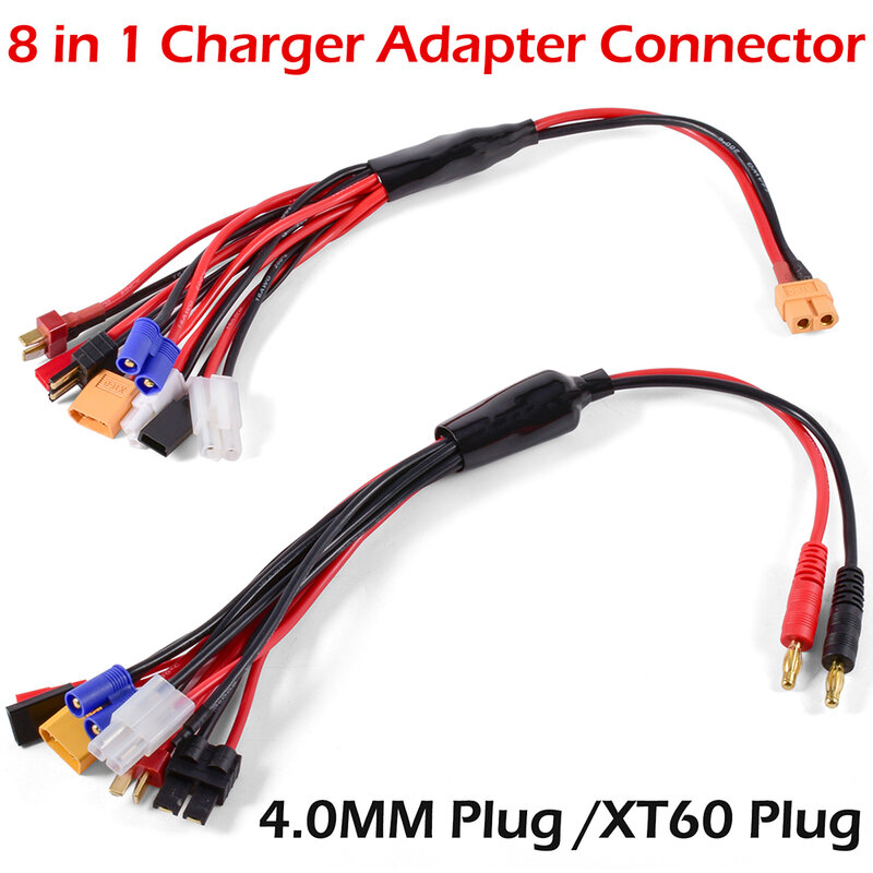 RC Charger Adapter Connector 8 In 1 Charger 4.0mm Banana XT60 TRX Tamiya Lipo for RC Car Drone Imax B6 B6AC Battery Cable