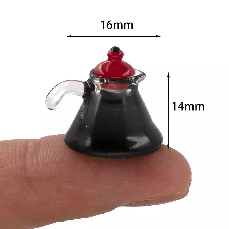 1/12 Doll House Miniature Resin Coffee Pot with Two Cup Simulation Furniture Model Toy Mini Decoration Dollhouse Accessories