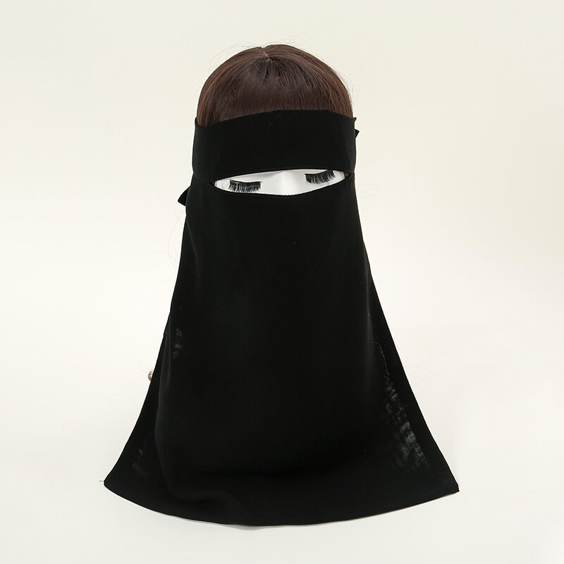 Syal Muslim sifon syal kepala gereja untuk wanita, Selendang penutup wajah Niqab Khimar panjang untuk wanita