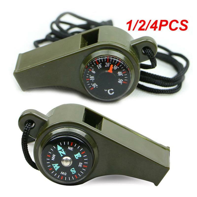 1/2/4PCS 3in1  Survival Whistle Mutifunction Lightweight Whistle Thermometer Compass  For Camping Hiking And Outdoor Activities