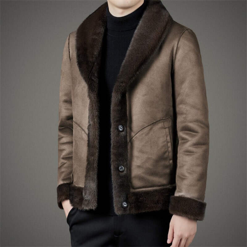 Warm Fur Coat Faux Fur Men's New Autumn and Winter Products from Integrated Jacket, Warm Fur Coat Faux Fur Men's Leather Jacket