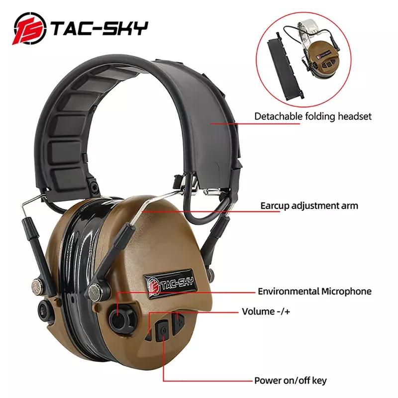 TS TAC-SKY Military SORDIN Tactical HEADSET Airsoft TEA Hi-worm Tierl protezione dell'udito cuffie Pickup con cancellazione del rumore