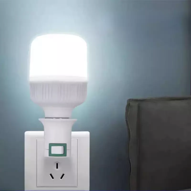 LED Bulb Base with Switch Plug Socket Household E27 Screw Socket White Lamp Holder Waterproof Lamp Head
