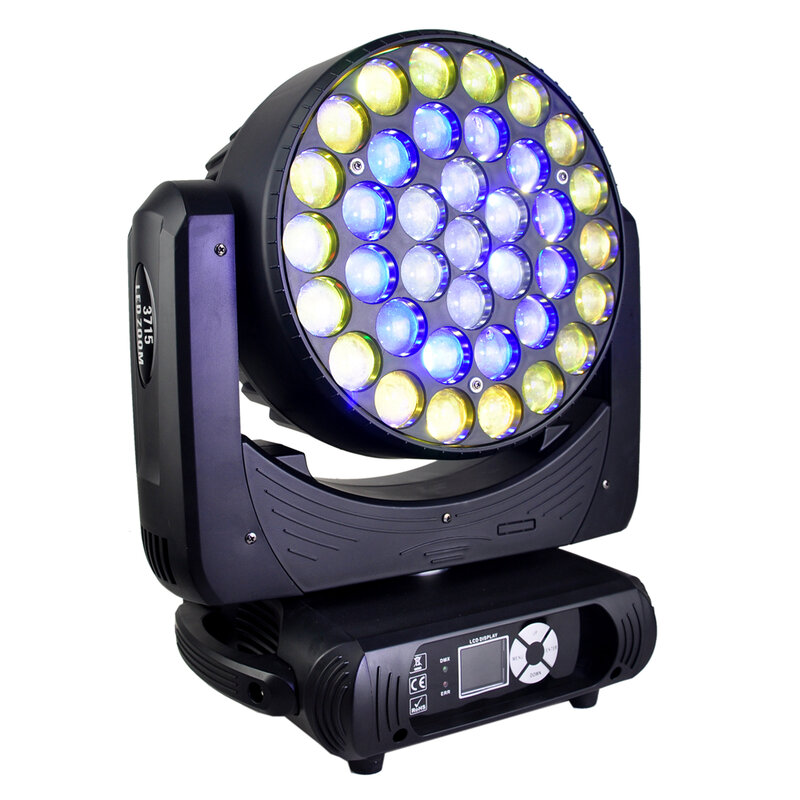 مصباح أمامي متحرك LED احترافي ، شعاع ، غسل ، تأثير ، RGBW ، أضواء مسرح ، تنشيط الصوت ، تكبير ، DMX512 ، 4in 1 ، 37x25W