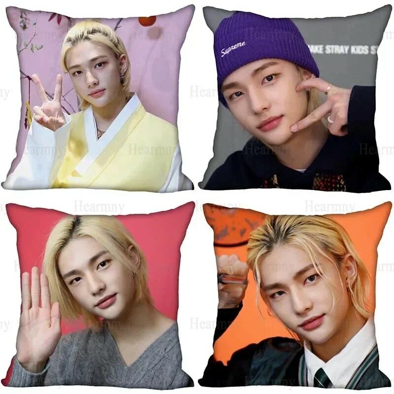 KPOP Hwang Hyunjin Pillow Cover Bedroom Home Office Decorative Pillowcase Square Zipper Pillow Cases Satin Fabric Eco-Friendly