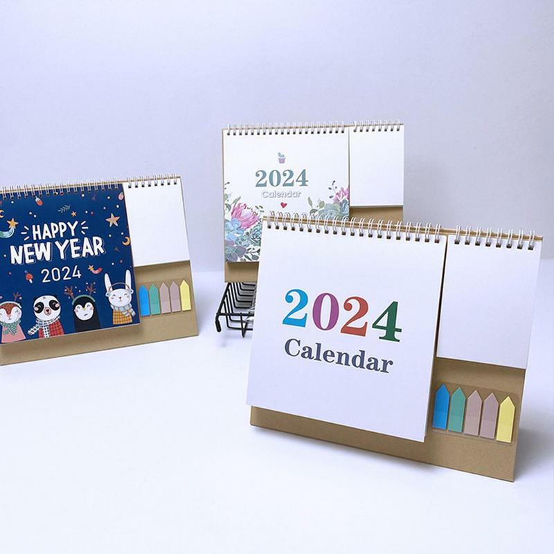Calendario multifuncional de escritorio para el hogar, accesorio de mesa, mensual, papel de notas, pequeño, de pie para oficina, 2024