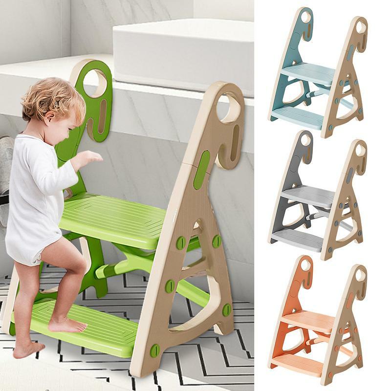Стул ступенчатый для детей, нескользящий увеличенный стул для кухни, для ванной и раковины, 2 ступени
