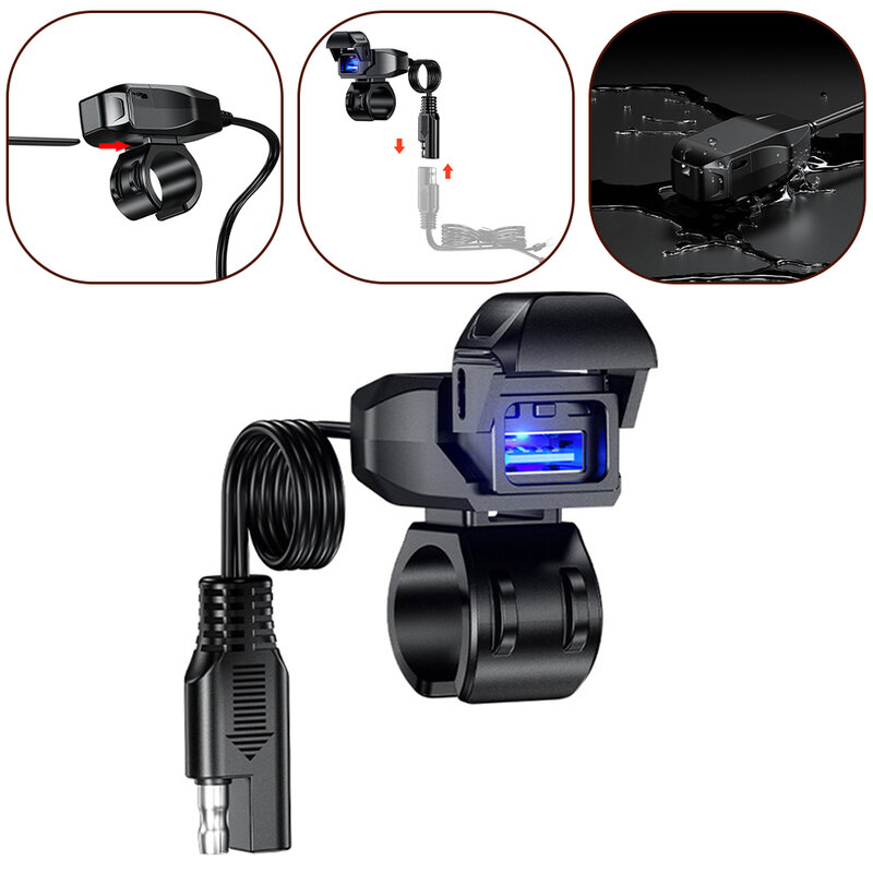 Motorcycle USB Charger Waterproof USB Adapter 9V-24V USB QC3.0 Quick Charge 2024 Hot Sale Brand New And High Quality
