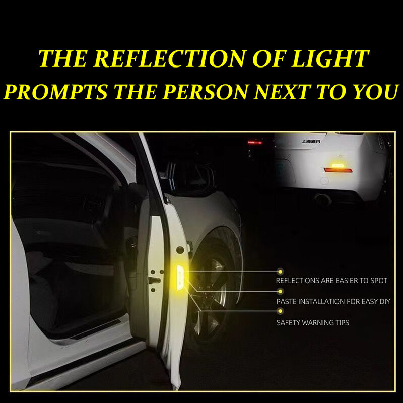 4PCS ประตูรถเปิดสติกเกอร์สะท้อนแสง Night Mark เทปรถยนต์สติกเกอร์เรืองแสงความปลอดภัยสติกเกอร์ DIY กาว...