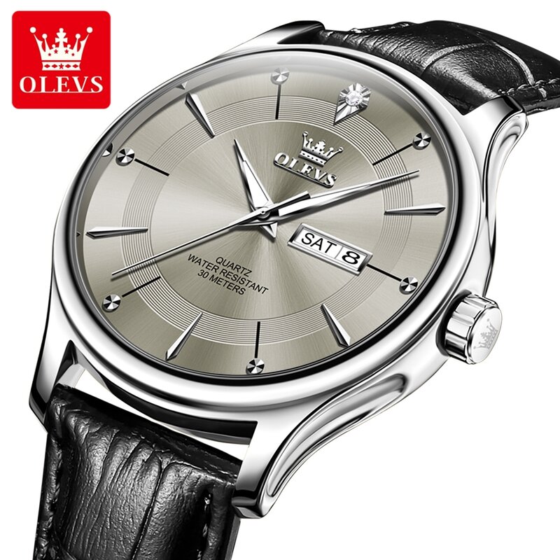 Olevs Eenvoud Quartz Horloge Voor Heren Top Luxe Originele Heren Polshorloges Waterdichte Lichtgevende Auto Datum Hand Klok Nieuw 2024