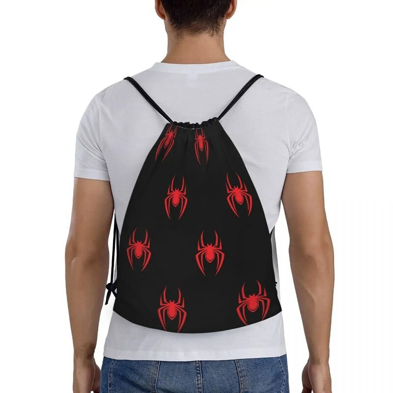 Śliczny mały pająk plecak ze sznurkiem kobiet męski sportowy worek na siłownię składany worek na zakupy dla zwierząt