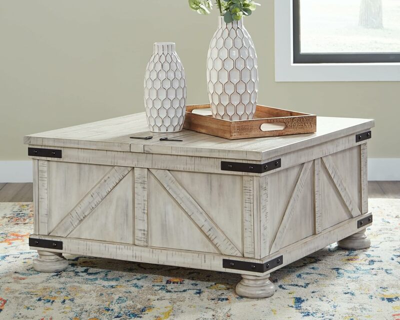 Signature Design by Ashley Carynhurst Casual Cocktail Table with Storage, Whitewash