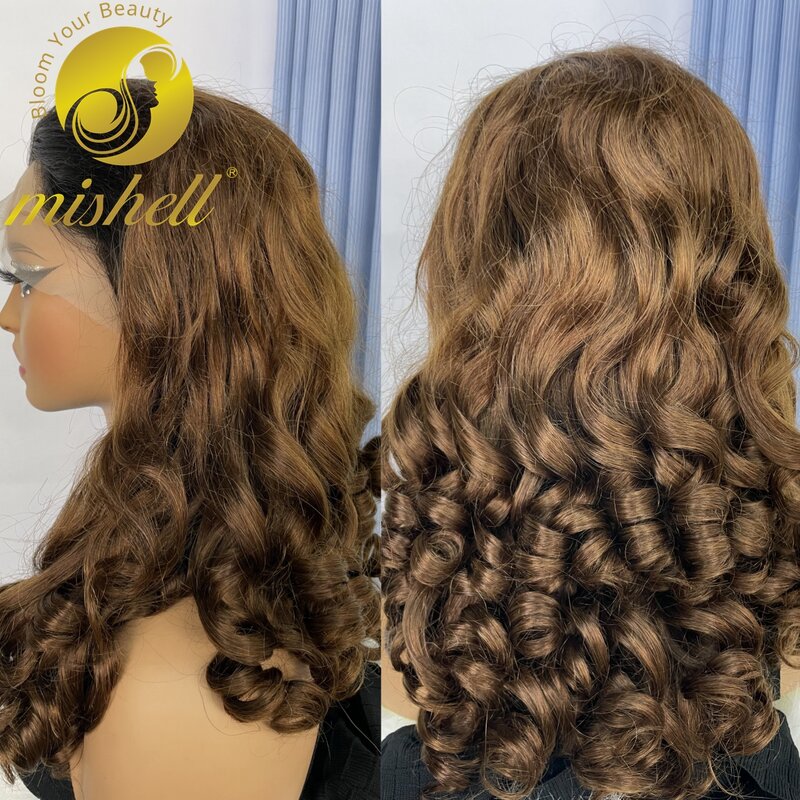 Loose Deep Wave Lace Frontal Wig para Mulheres, HD Transparente, Bouncy Curly Peruca de Cabelo Humano, Preplucked Remy Hair, 300% Densidade, 24"